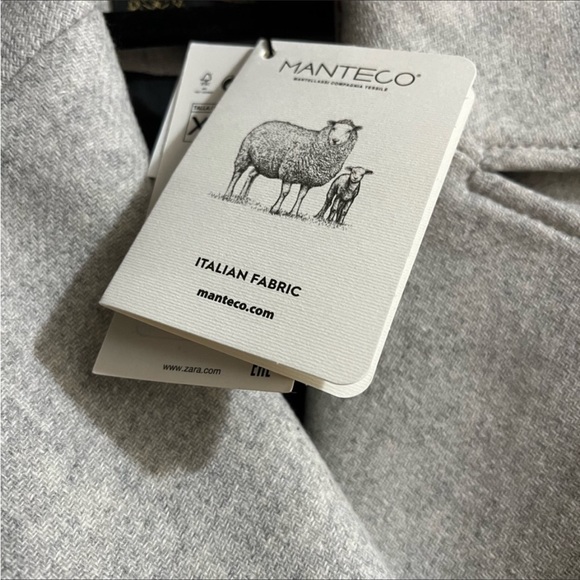 ZARA NWT light Gray Oversized Oversized Italian Manteco Wool Blend Coat XS - Picture 13 of 14